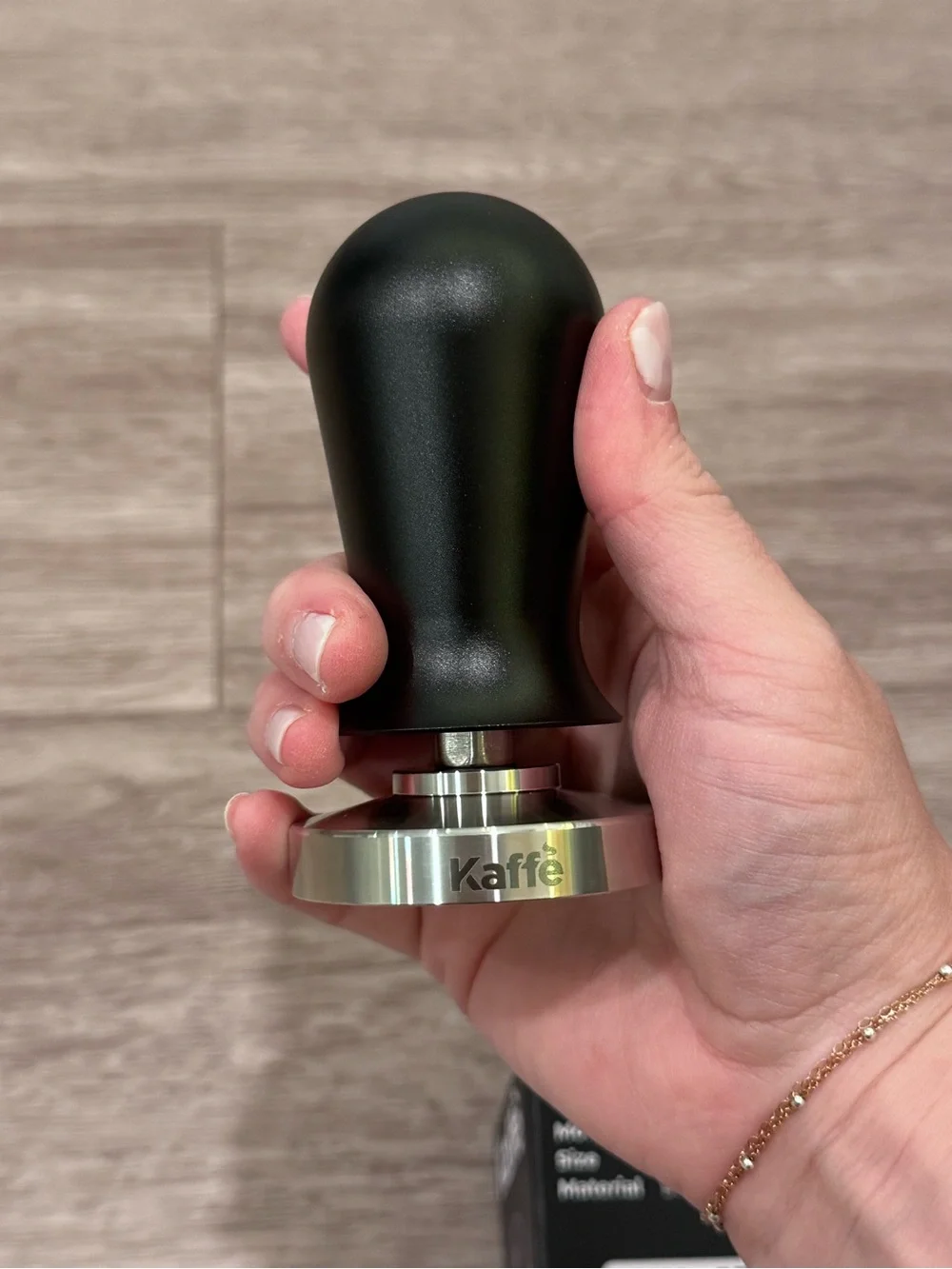 Kaffe Stainless Steel Espresso Tamper with Black Handle